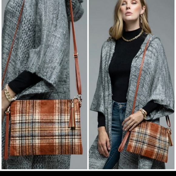 Plaid Print Crossbody/Clutch Bag - Picture 3 of 7